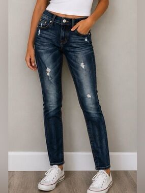 Hudson Jeans Girls Dark Blue Distressed Stretchy Soft Comfy Skinny Slim Vintage